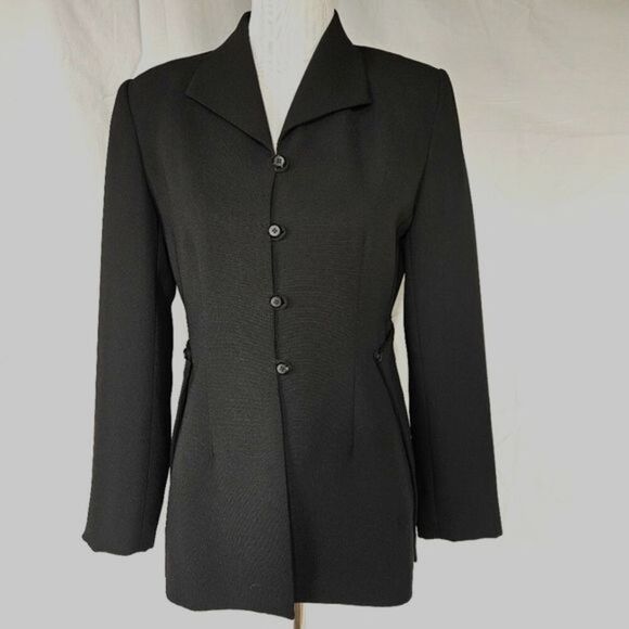 Cache Cyrus Black Cutaway Loop Button Front Tuxedo Look Classic Blazer Jacket - Picture 1 of 14